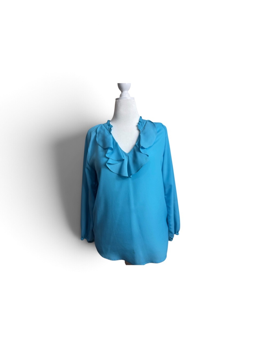 Lilly Pulitzer Turquoise Ellie Ruffle V-Neck Blouse size small